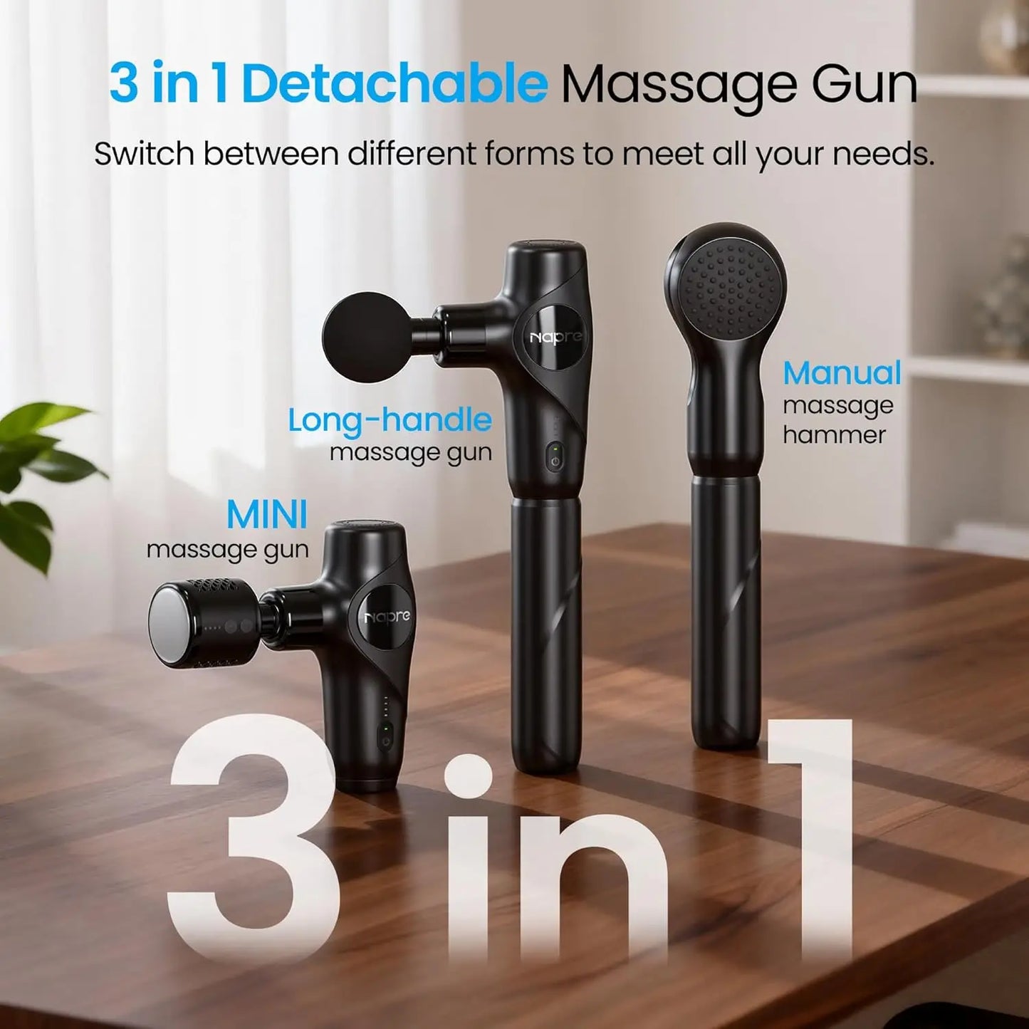 3-in-1 Mini Massage Gun with Heat & Cold Deep Tissue/ \Percussion Massager 5 Heads Quiet, Portable with Case