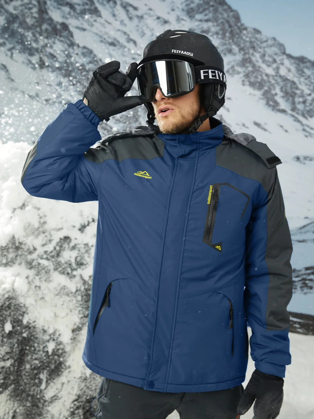 Men's Water-Resistant Ski Jacket Winter Fleece Lined/Snow Coat Warm Windproof Outdoor Jacket