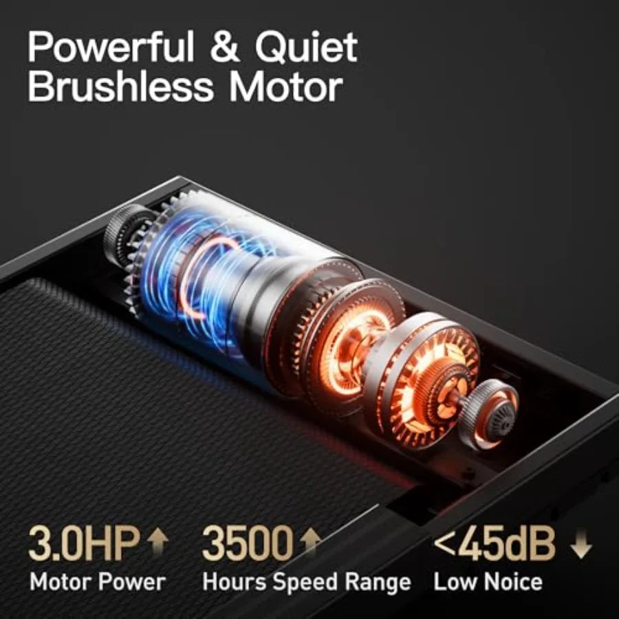 Fitness Home Folding Incline Treadmill with Pulse Sensors/3.0 HP Quiet Brushless, 300 lbs Capacity (Black with 10% Incline)