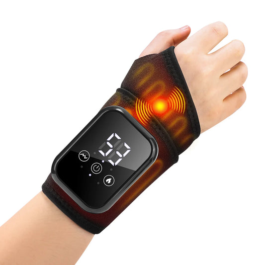 Cordless Heated Hand Wrist Massager with Vibration 3 Heat Levels/3 Massage Modes Smart Touch Control, Electric Wrist Brace Wrap