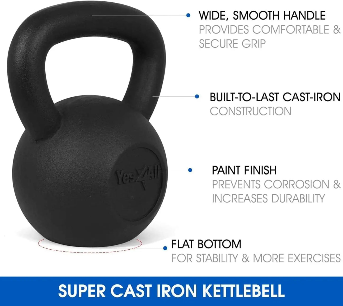 Cast Iron Kettlebell for Full Body Workout/Strength Training 5-80 Lb Set, Durable Fitness Equipment
