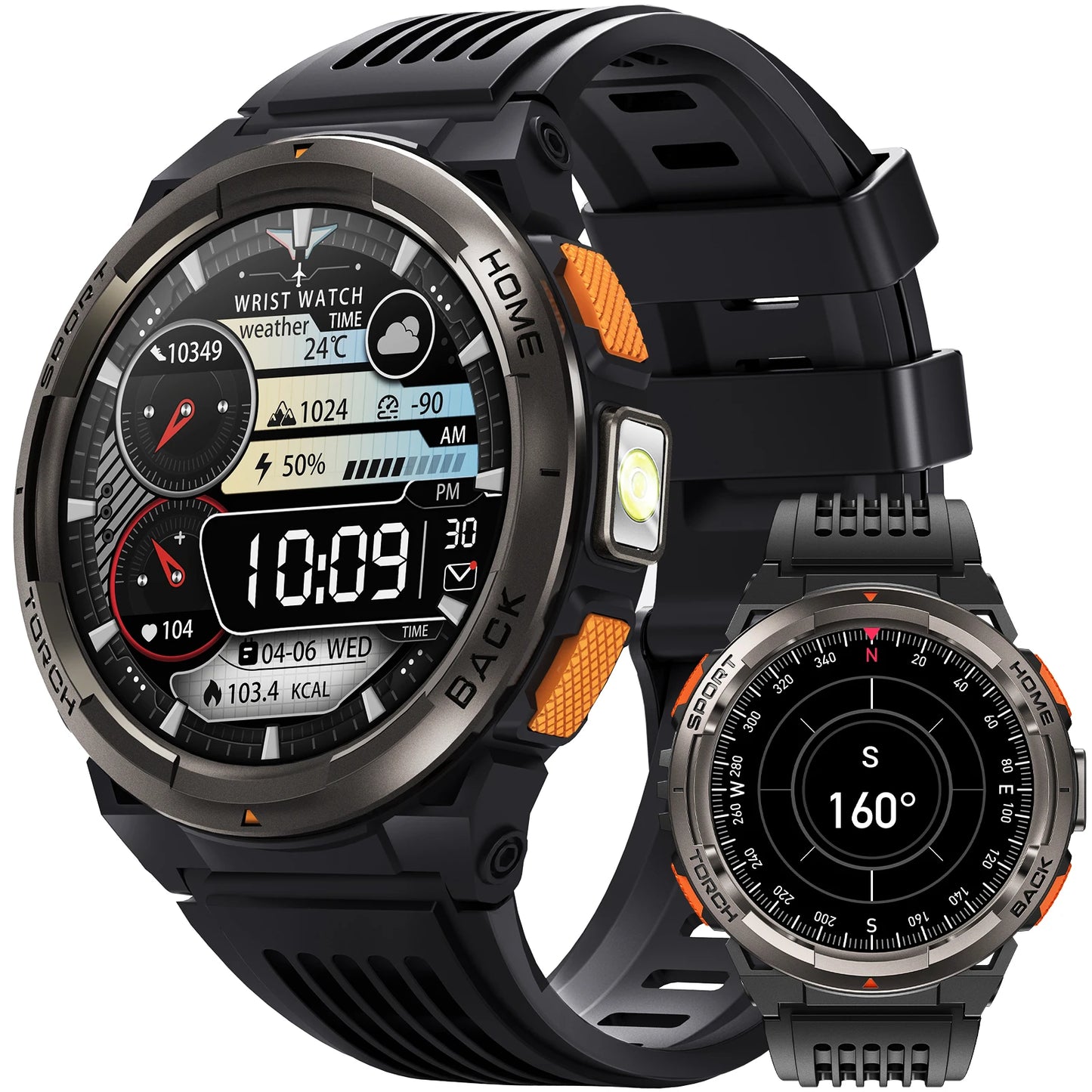 EIGIIS 1.45 Inch Smart Watch KE5 3ATM Waterproof Original Design/Sports Watch With Compass And Altitude Barometer LED Flashlight