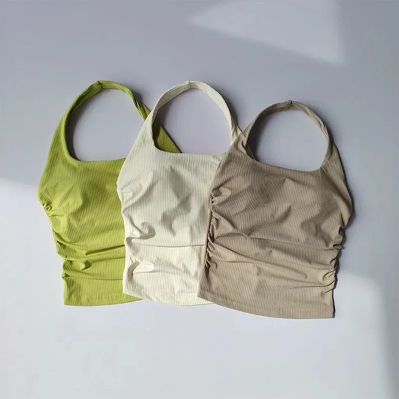 Women's Hanging Neck Sports Vest Sports Bra Integrated Padded Sports Top/Sports Vest Gym Underwear Yoga Bra Top