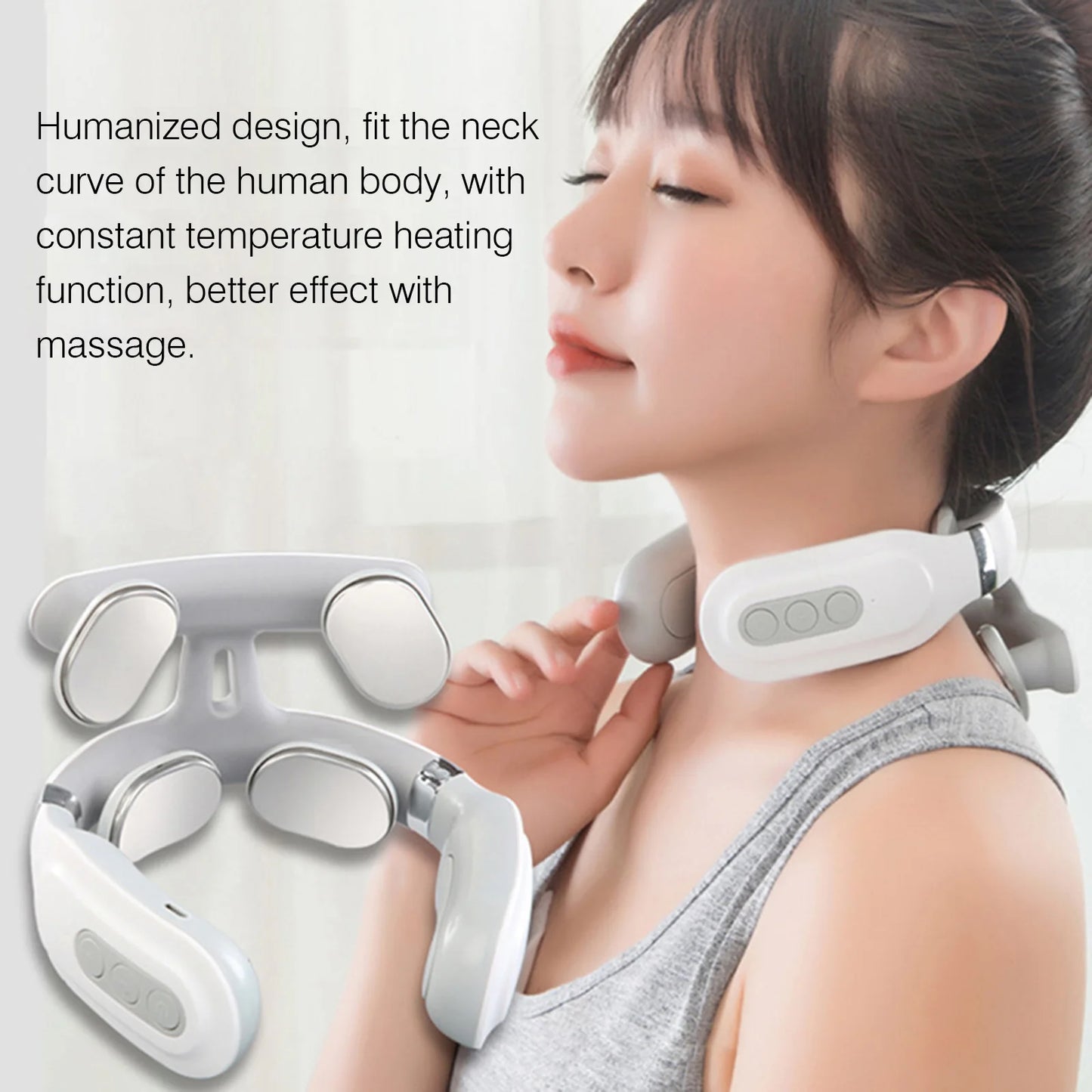 Electric Massager for Neck Shoulder Pain Relief USB Neck Massager/Relax Muscles Floating 4 Heads Vibrator Heating Massager