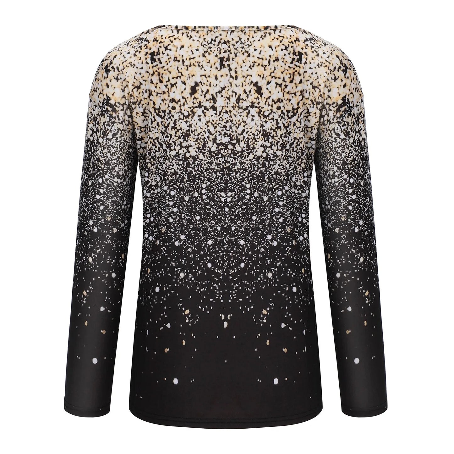 Gradient T-Shirt O-Neck Women Tees/Fashion Sequin Print Casual Tops Female Long Sleeve