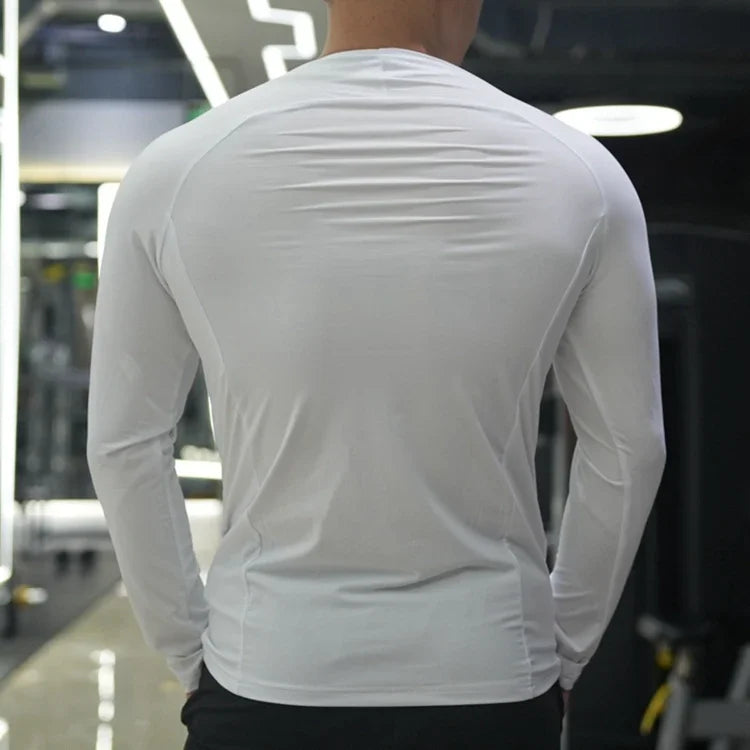 Men's Fitness Sports T-shirt Running Compression Tops/Muscle Fit Shirts Long Sleeve Sweatshirt Jogging Breathable Activewear