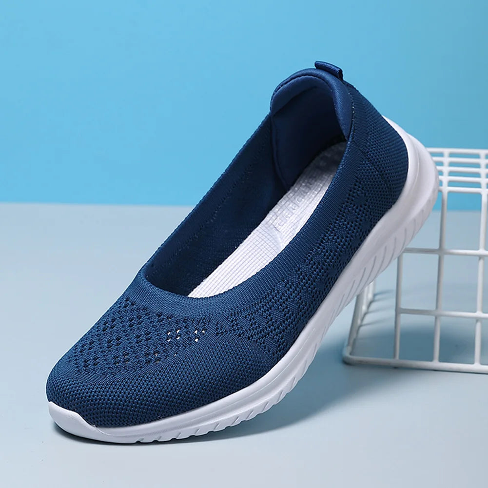 Women Knit Sneakers Slip On Flat Shoes Lightweight Loafers/Walking Sneakers Nursing Flats for Indoor Outdoor