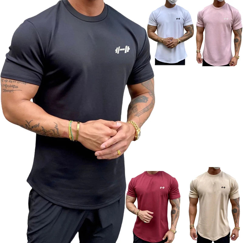 Summer Cotton t Shirt Men Short Sleeve Fitness Gym t-Shirts/Training Sport Tee Shirts Fashion Casual Tops Man Clothing