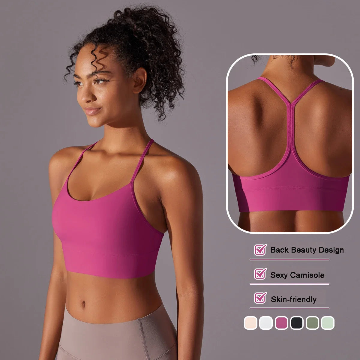 Women Sport Bra Fitness Yoga Top Underwear Soft Y Line Back Running/Gym Crop Top Workout Bra With Chest Pad Push Up Yoga Bra