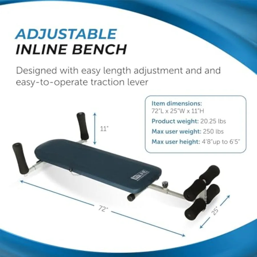 InLine Back Stretch Bench for Upper and Lower Back Relief Non Inversion/Decompression Fitness Equipment with Up to 250 lbs Weigh