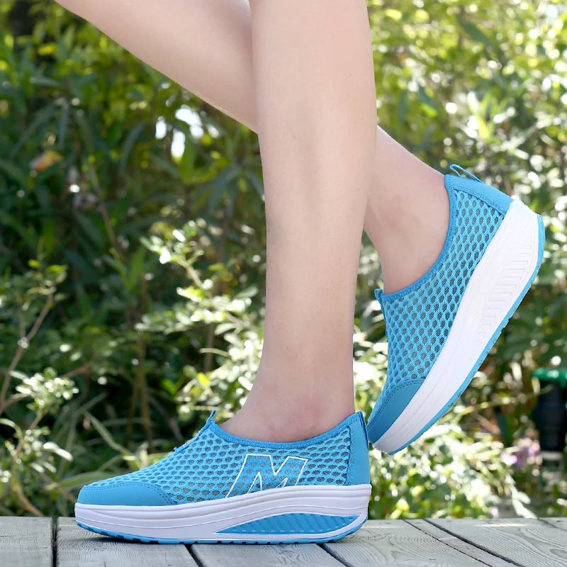 Shoes Women Mesh Flat Shoes Sneakers Platform Shoes Women Loafers/Breathable Air Mesh Swing Wedges Shoe Breathable Flats