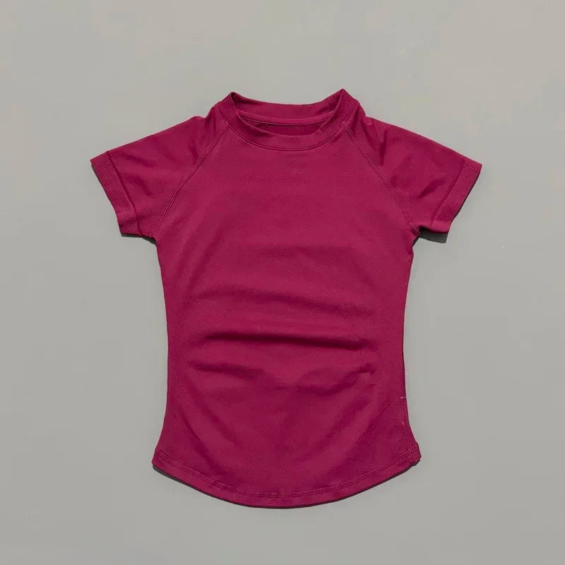 Women Sports T-Shirt Round Neck Short Sleeve Breathable Stretchy Tops/Gym Fitness Yoga Running Workout Casual Athletic Shirts