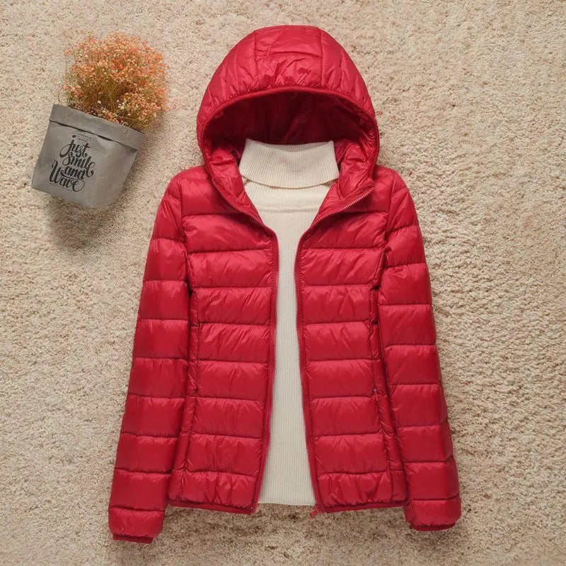 New Spring Autumn Jackets Fashion Women Long Sleeve Ultra Packable/Hooded Down Coat Office Lady Commute Puffer Outerwear