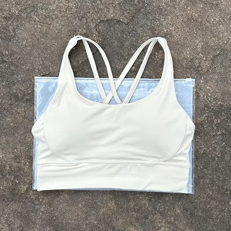 Women Sports Bra Sexy Criss Cross Straps Back High Support/Impact Yoga Underwear Running Fitness Gym Padded Bralette