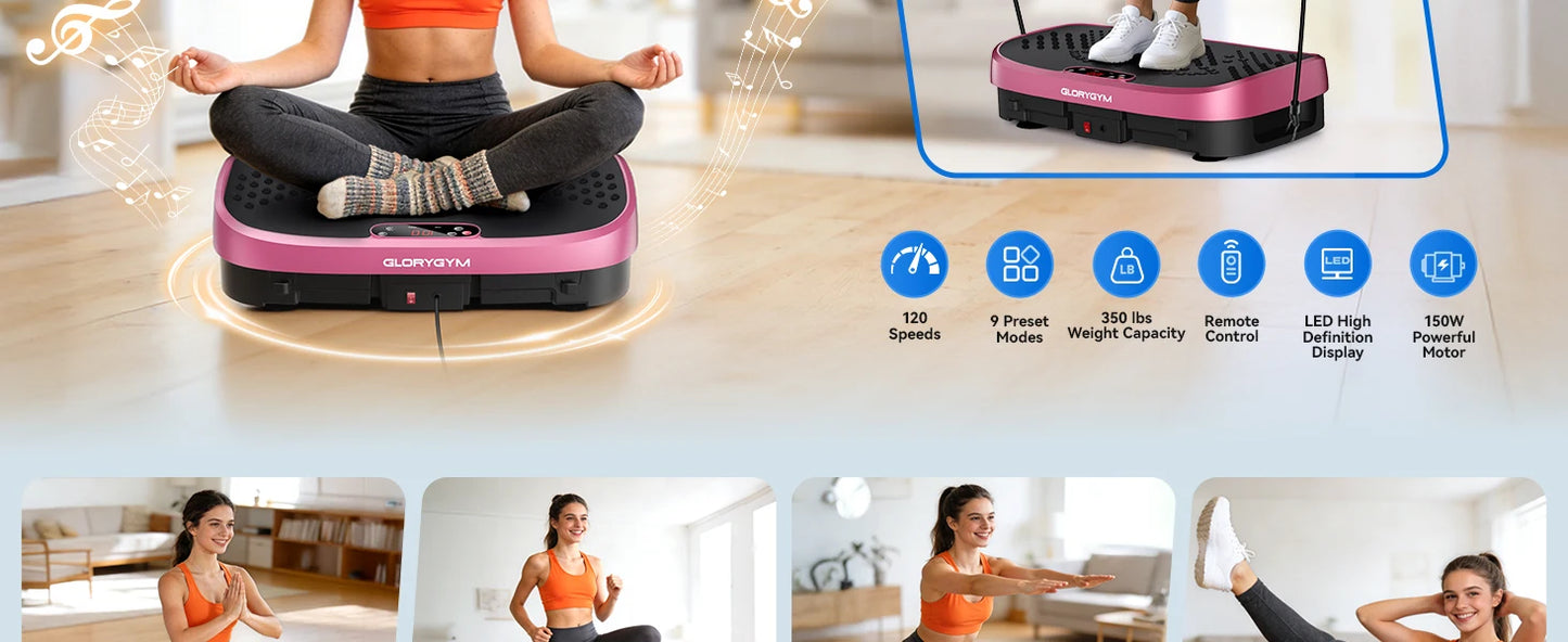 Magnetic Vibration Plate Exercise Machine Fat Burning 120 Levels/330lbs Portable Quiet Home Fitness  APP Control Workout Platform