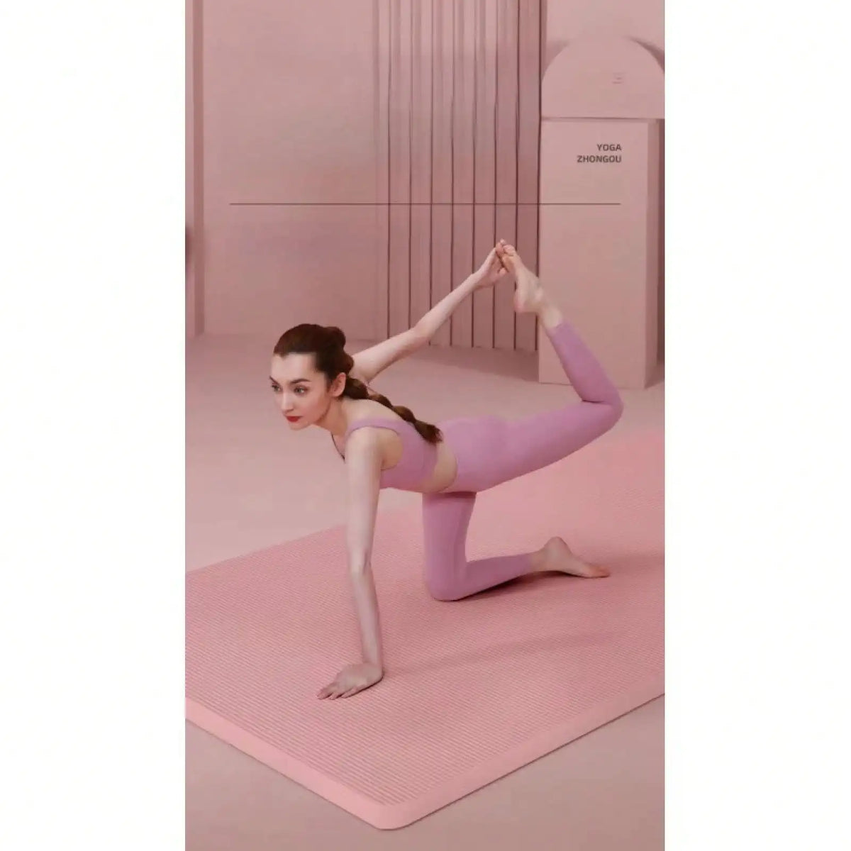 Local Delivery-Pink Yoga Mat Set (185CM*61CM) Fitness/Exercise Mat For Yoga Pilates Workout