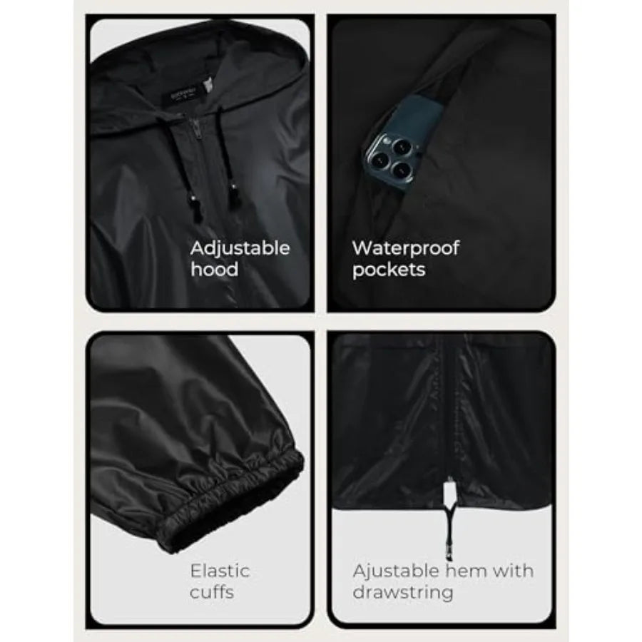 Men's Packable Rain Jacket Lightweight Waterproof Raincoat/with Hood Outdoor Rain Gear Travel Hiking Cycling