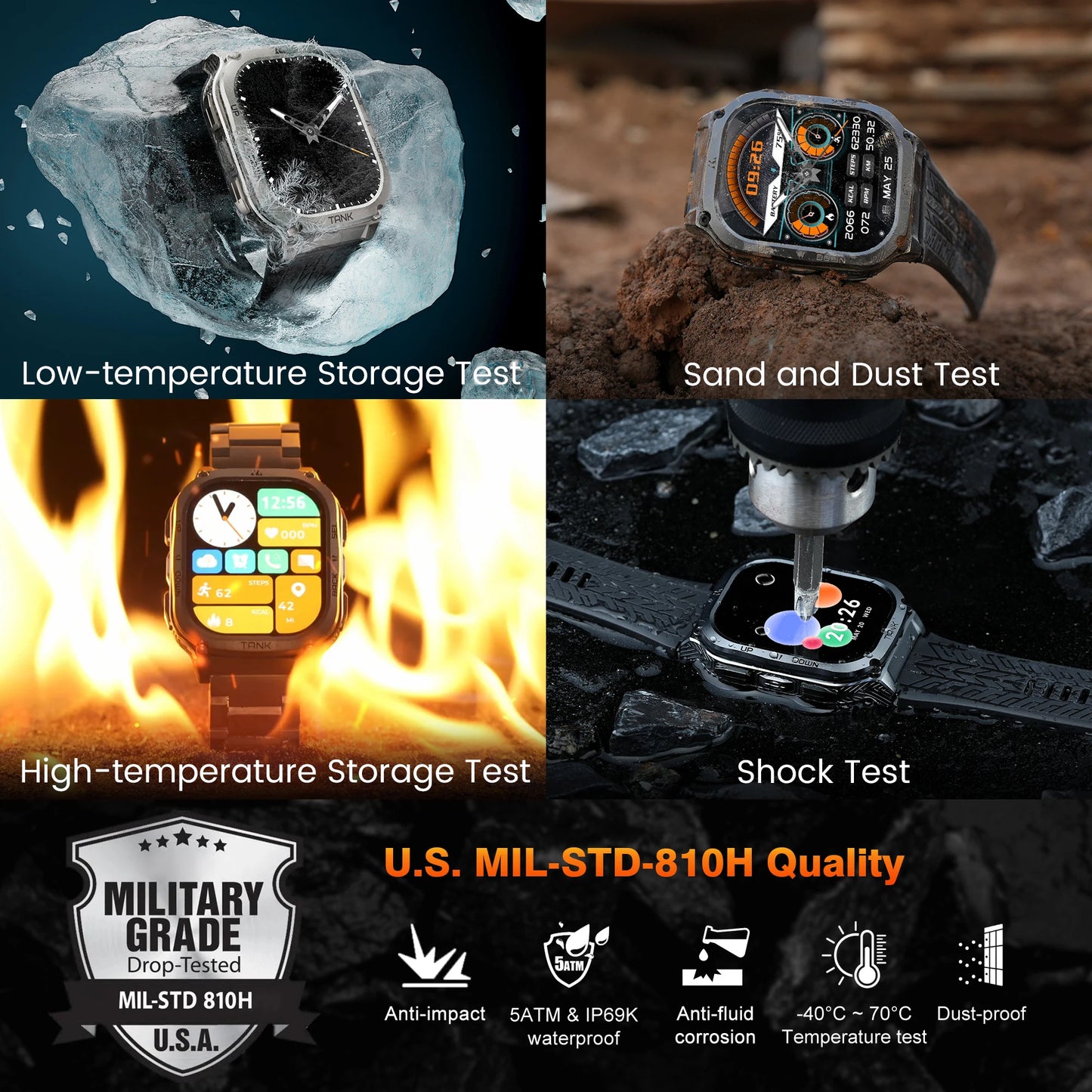 Original KOSPET TANK M3 Smart Watches For Men Smartwatch/480mAh Electronic Digital Fitness AMOLED AOD Bluetooth Watches