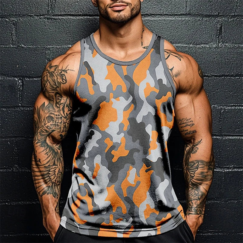 Summer Daily Exercise Men's Tank Top Camouflage Outdoor Sports/Running Fitness Men's Sleeveless T shirt Street Men's Tank Top 6xl