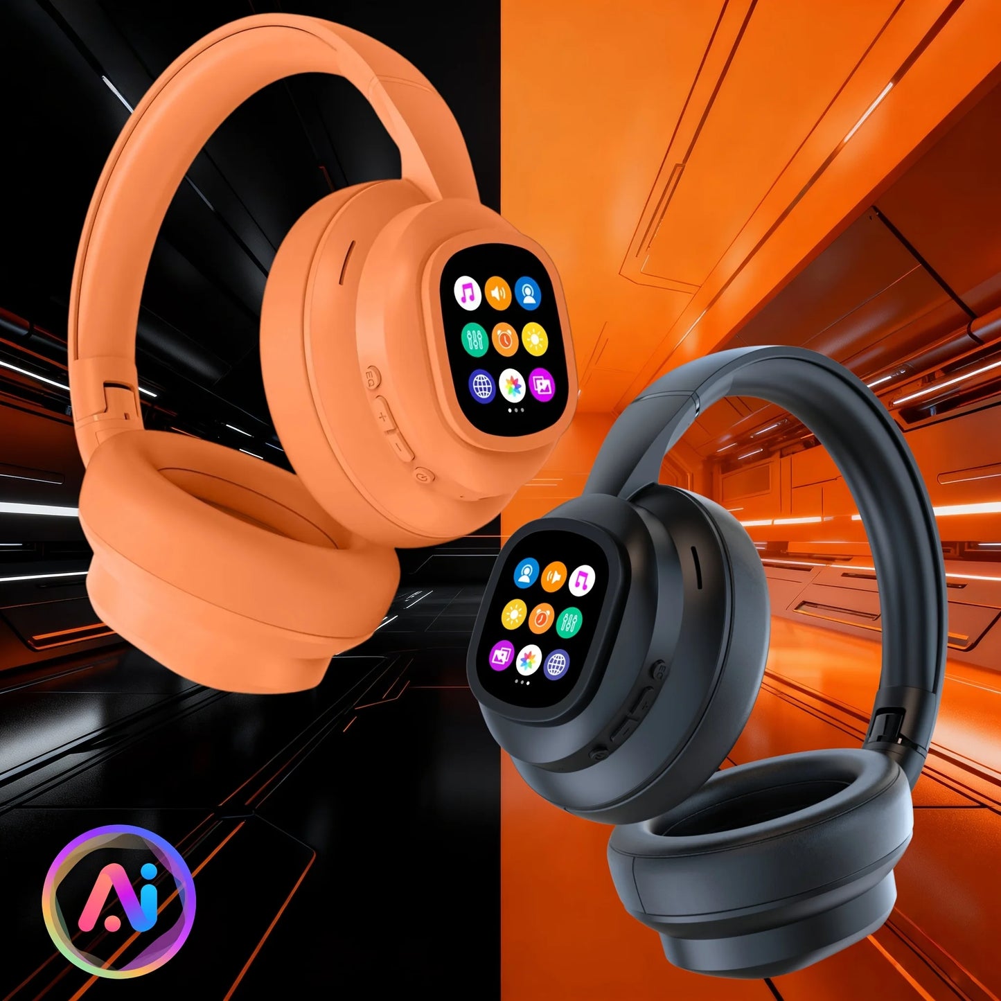 Brand-new 2026 couples' edition smart AI wireless earbuds/featuring a magnetic detachable LCD touchscreen text