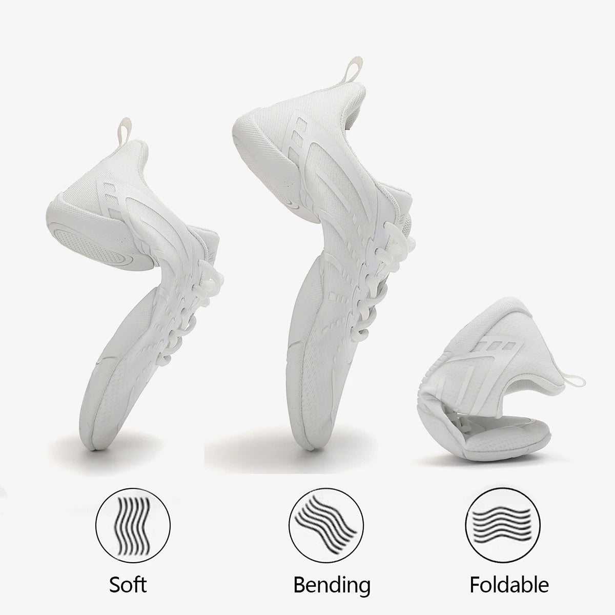 Women White Cheerleading Shoes Breathable Mesh Light Non Slip/Flat Gymnastics Dance Training Competition Sneakers For Girls