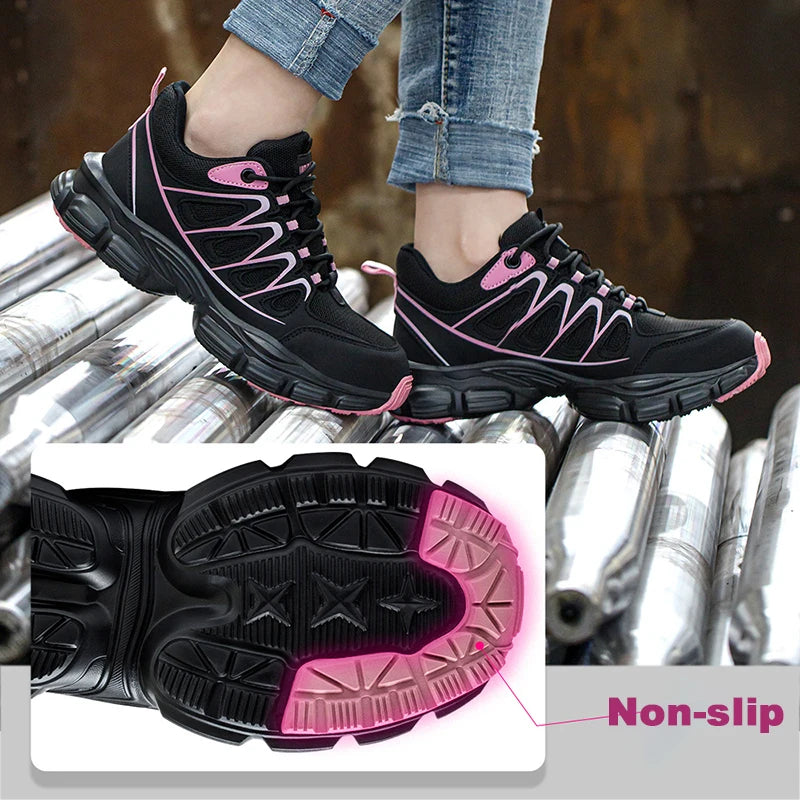 Women Fashion Safety Shoes Work Sneakers structured Shoes/Protective Shoes Work Boots Steel Toe Shoes