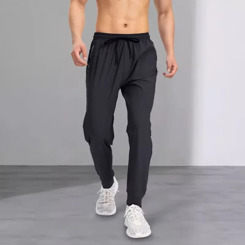 Ice silk pants men's quick drying elastic trend/casual pants ultra-thin ice sports pants