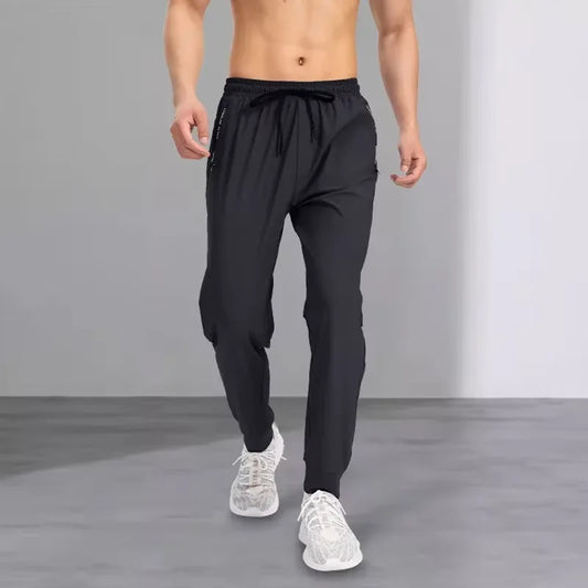 Ice silk pants men's quick drying elastic trend/casual pants ultra-thin ice sports pants