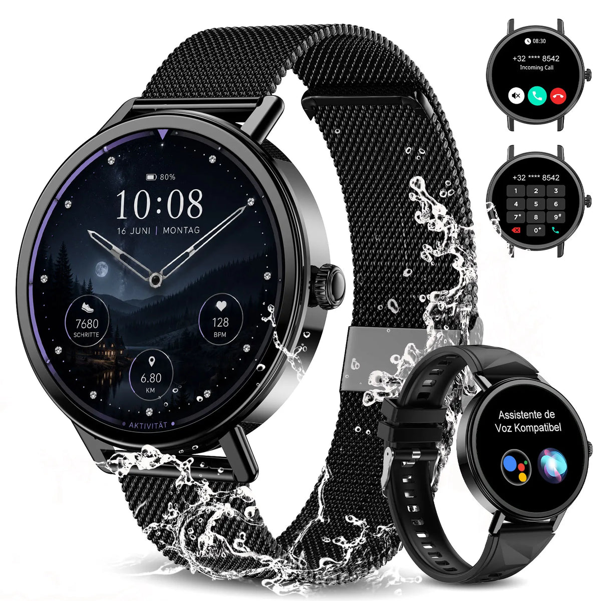 Blackview X30 Women's Smartwatch with Health Monitor Fitness Tracker/1.26” AMOLED Screen Bluetooth Smartwatch for Android IOS