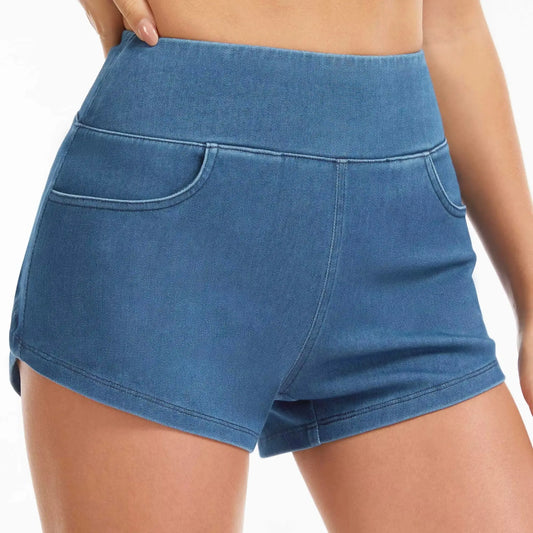 THE GYM PEOPLE Women's Stretchy Side Slit Denim Short/High Waist Pull On Jean Shorts With Pockets