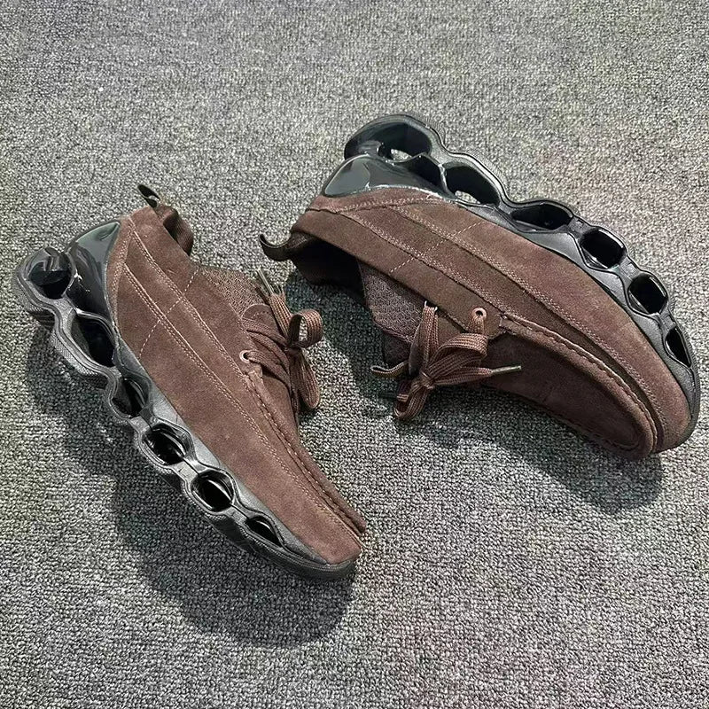 New Spring Summer Casual Leather Shoes Korean Style Round Toe/Lace Up Elevator Sole Minimalist Elegant Fashion Footwear