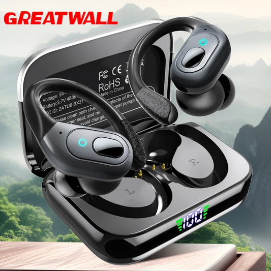 GREATWALL TWS Wireless Bluetooth Earphones Headset Wireless 5.3 Sports ear-hook/Headset Stereo noise reduction Earbuds HD Call