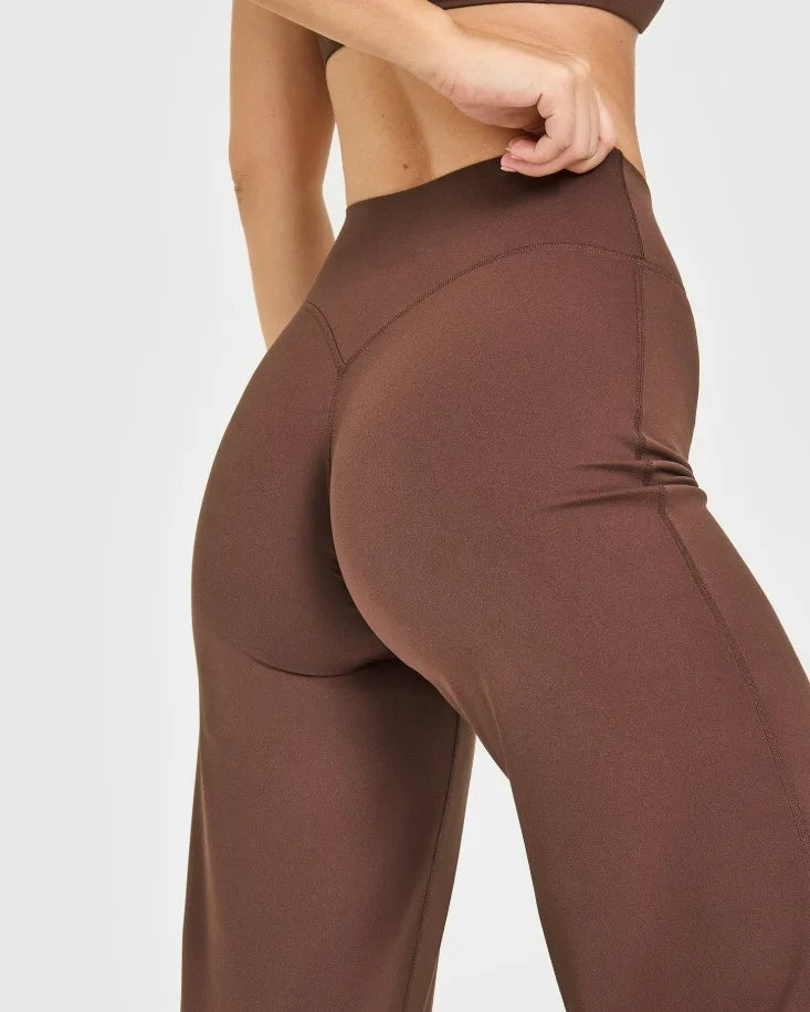 NCLAGEN Soft Motion Straight Leg Bottoms Women's Mid-Waist Yoga Pants/GYM Leggings Naked Feel Pilates Running Sports Trousers