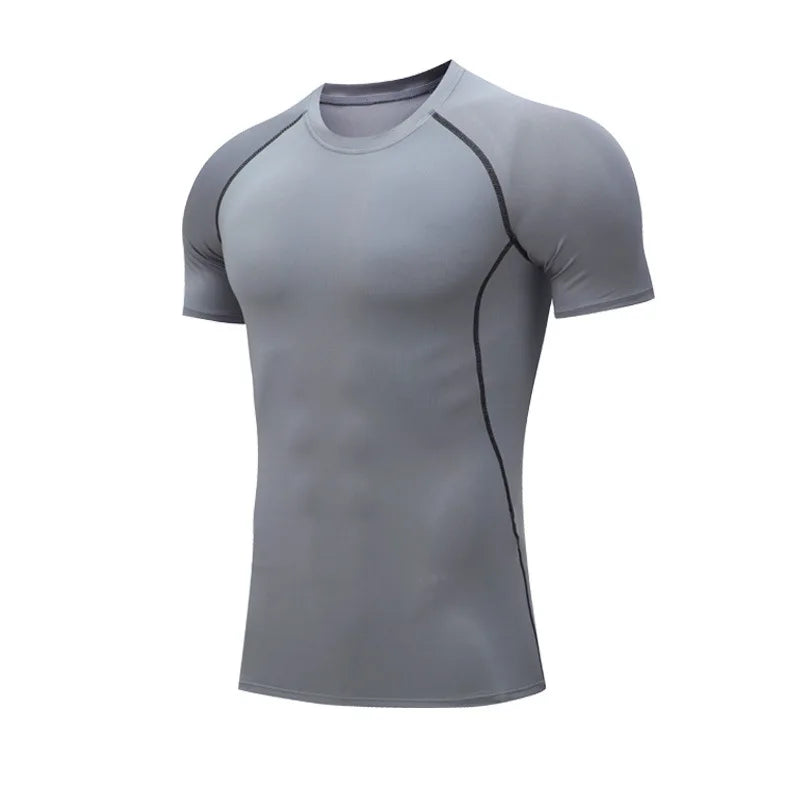 Men Short Sleeve t-Shirt Quick Dry Compression Shirts Fitness/Gym t-Shirts Sport Bodybuilding Shirt Running Football Tee Shirts