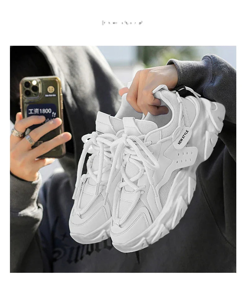 Men's Thick Sole Sport Shoes Simple Fashionable Casual Sneaker/High Quality Rubber Plastic Male Athletic Shoes Chunky Sneakers