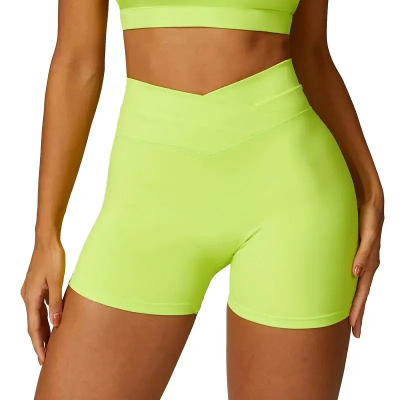 Women's Tight Fit Brushed Crossed High Waisted Fitness Shorts/Sports Yoga Running Outfit Comfortable Breathable Shorts