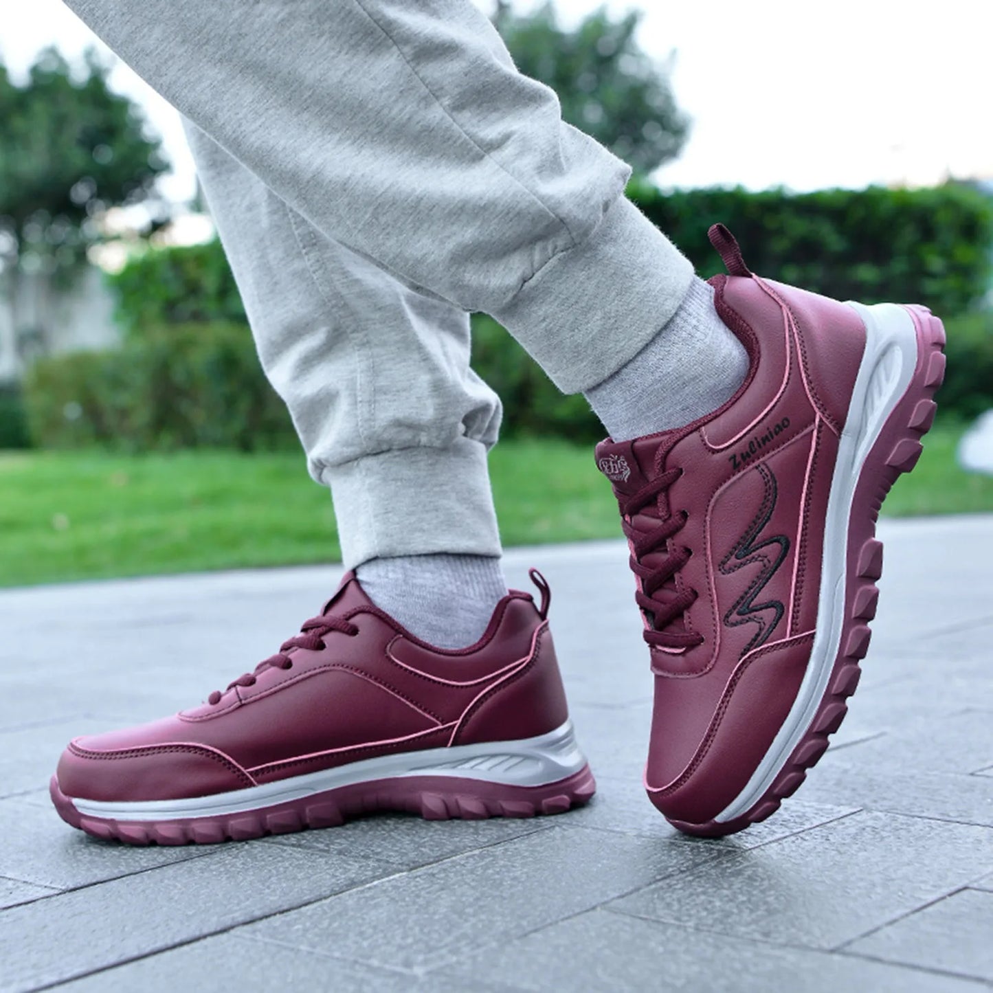 Fashion Autumn Women Sports Shoes Flat Non Slip Waterproof Lace Up/Simple Texture Design Casual Style Breathable Sports Sneakers