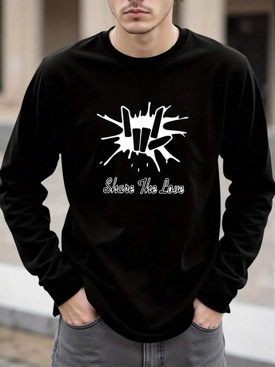 Men's Casual Round Neck Long Sleeve T-Shirt/Solid Color Comfortable Cotton Tee