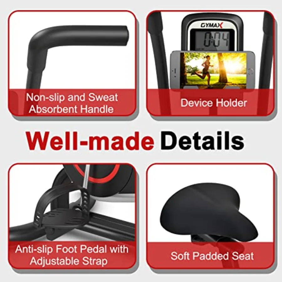 Upright Exercise Bike with Air Resistance and LCD Monitor for Home Gym/Cardio Workout Adjustable Fitness Bike with Phone Holder