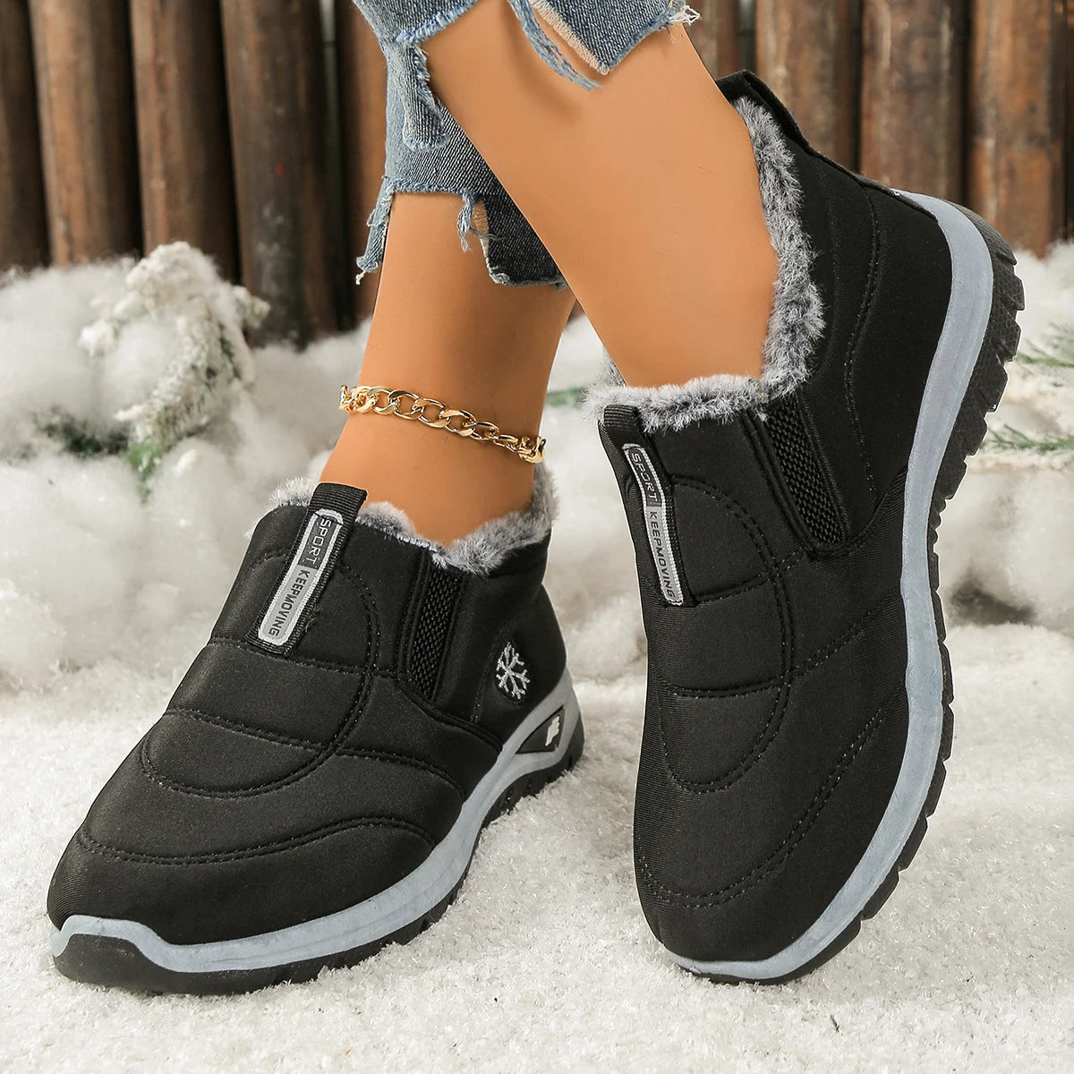 Women's shoes, casual shoes fleece thickened, warm/soft-soled anti-slip and comfortable snow boots