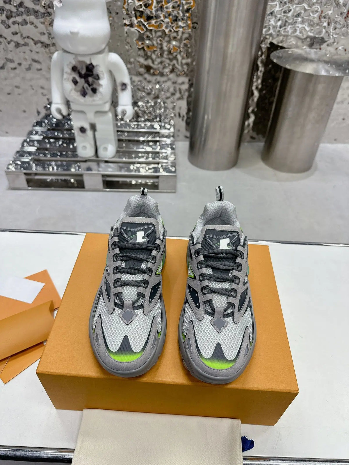 Blue Gray Color Block Low Top Sneakers for Men Comfortable Rubber/Flat Footwear Fresh Retro Casual Shoes for Young Adults