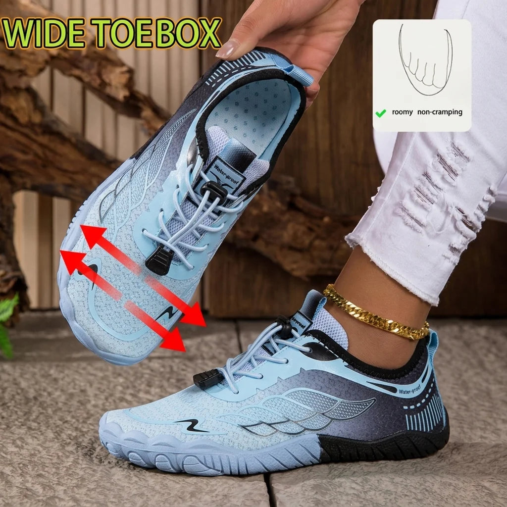 Women Gradient Barefoot Water Shoes Quick Dry Breathable Mesh/Non Slip Quick Lacing Five Fingers Aqua Sneakers For Walking