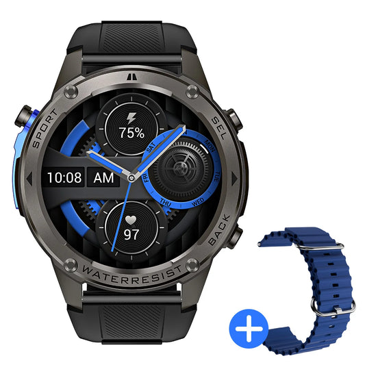 BlitzWolf BW-Voyager1 1.43 inch AMOLED Double Straps Compass & Barometer/10ATM Waterproof blue tooth Call Heart Rate Smart Watch