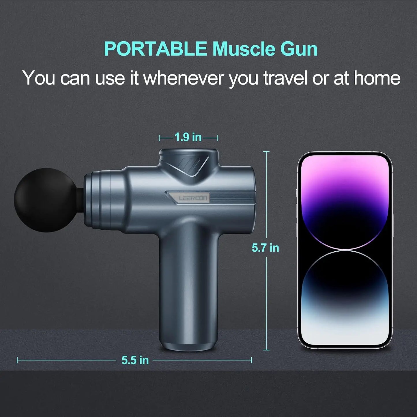 Mini Deep Tissue Massage Gun 6 Speeds/4 Heads Pain Relief Lightweight & Quiet