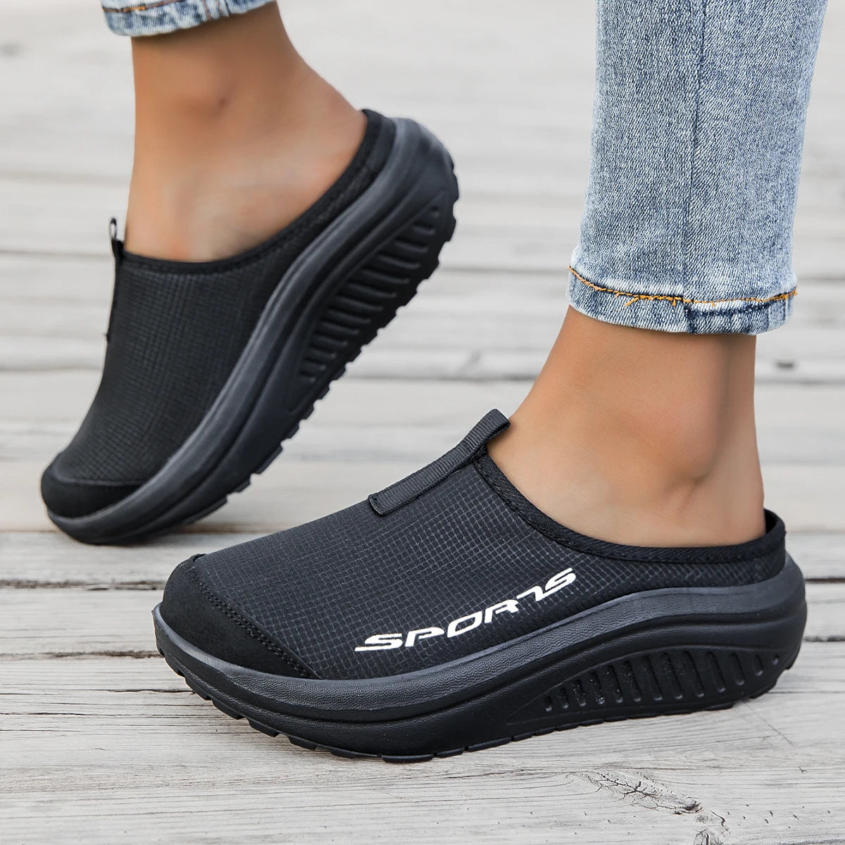 Summer women's one foot sports shoes breathable thin mesh/lazy shoes toe cap half drag sandals women's shoe