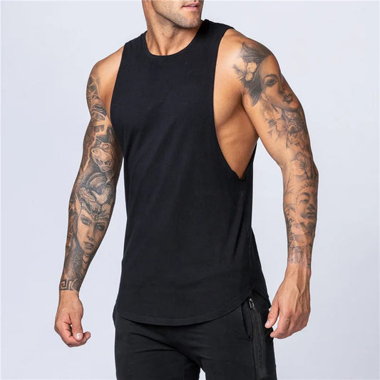 Men's Gym Clothing Summer Fitness Cotton Tank Top Men Jogging/Bodybuilding Sleeveless Shirt Breathable O-Neck Casual Muscle Vest