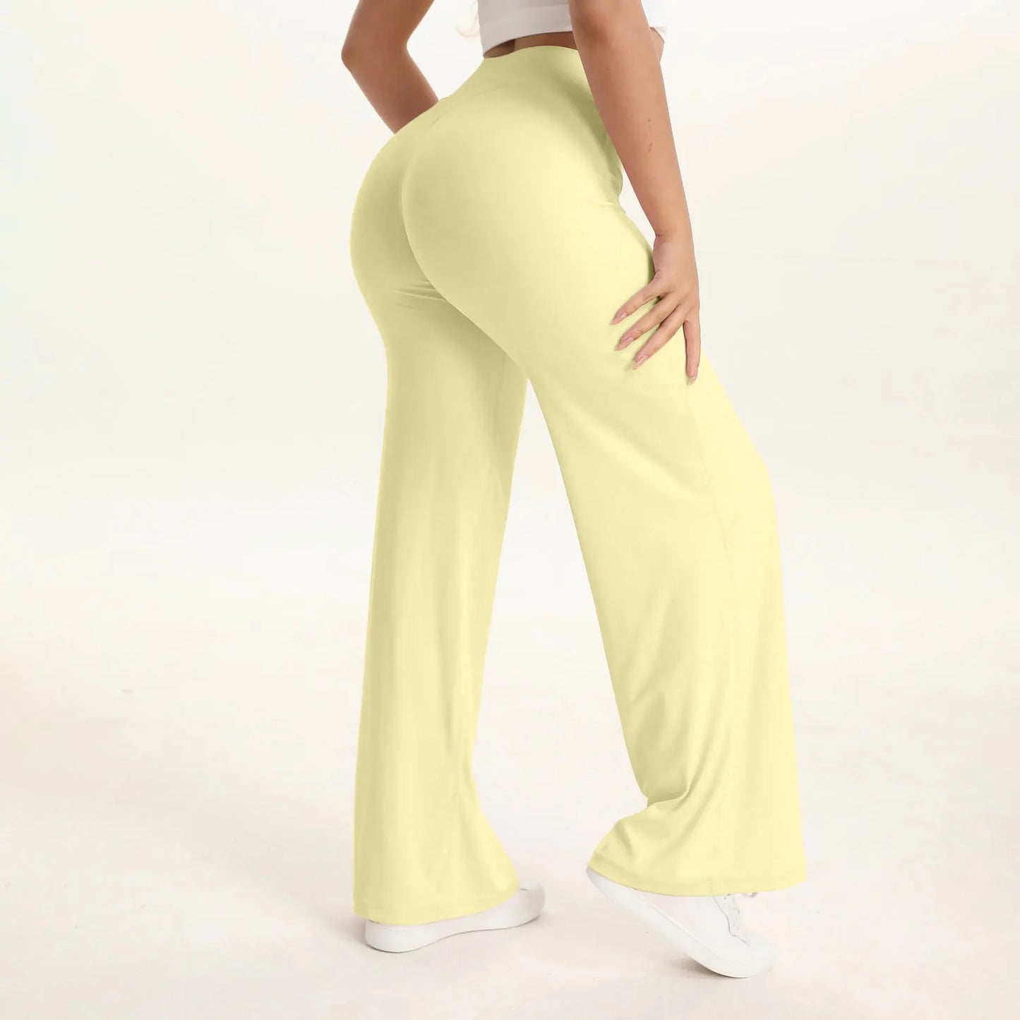 NCLAGEN Soft Motion Straight Leg Bottoms Women's Mid-Waist Yoga Pants/GYM Leggings Naked Feel Pilates Running Sports Trousers