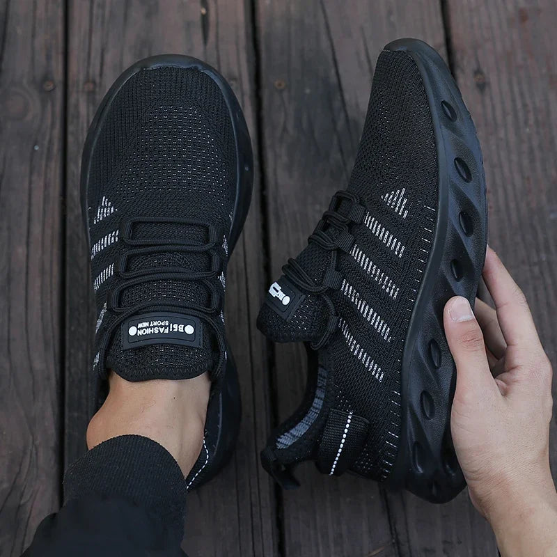 Men's Grey Road Running Shoes Lightweight Jogging Outdoor Mesh/Casual Shoes Breathable Comfortable Non Slip Lace Up Sneakers