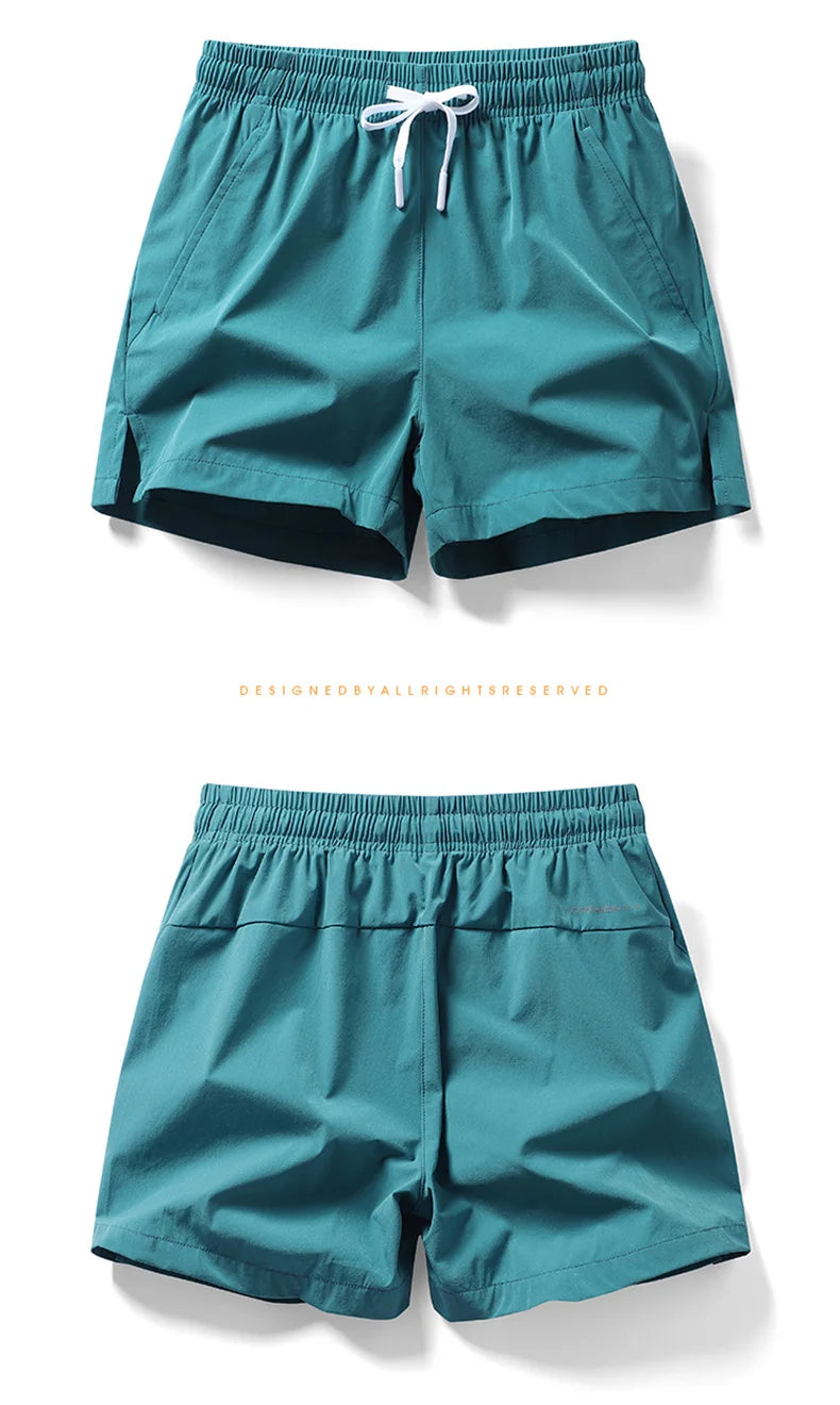 Men New Summer Beach New Models Solid Color Fashion/Leisure Comfortable Elastic Waist Double Pockets Cool Sports Shorts