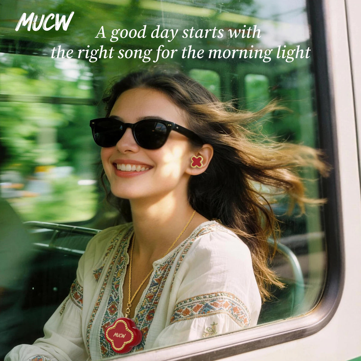 MUCW CO06 Four‑Leaf Clover TWS Wireless Earbuds Bluetooth/V6.0 ENC Call Noise Reduction 3.3g Lightweight In‑Ear Headphones
